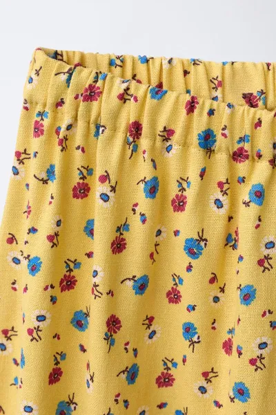 Брюки-саронг с цветочным принтом из льняной смеси FLORAL SAROUEL TROUSERS LINEN BLEND, Жёлтый, 55 % льна — фото 4