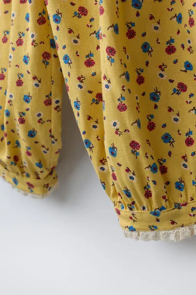 Брюки-саронг с цветочным принтом из льняной смеси FLORAL SAROUEL TROUSERS LINEN BLEND, Жёлтый, 55 % льна — фото 5