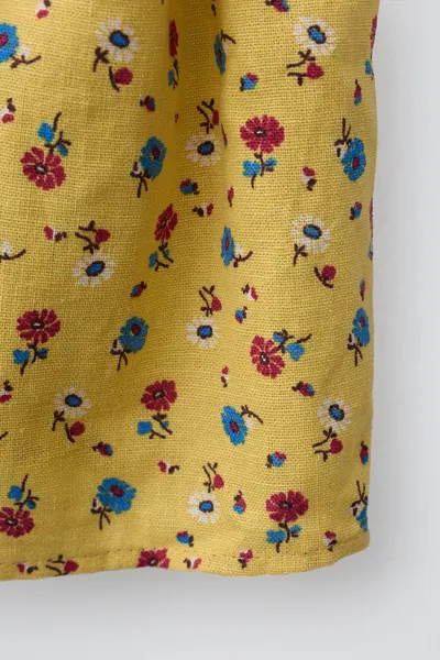 Топ с цветочным принтом из льняной смеси FLORAL, Жёлтый — фото 6