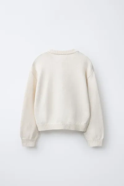 Вязаный джемпер с вышивкой в виде собаки, Light BEIGE — фото 4