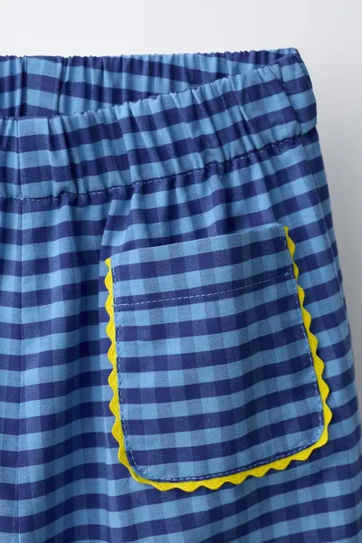 CASA LAWA X ZARA KIDS Гингем-кюлоты с вышитыми лимонами, Синеватый — фото 4
