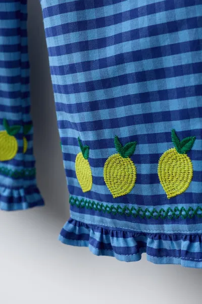 CASA LAWA X ZARA KIDS Гингем-кюлоты с вышитыми лимонами, Синеватый — фото 5