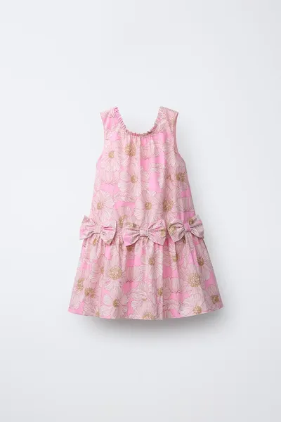 Платье из поплина с бантами FLORAL POPLIN, Розовый — фото 3