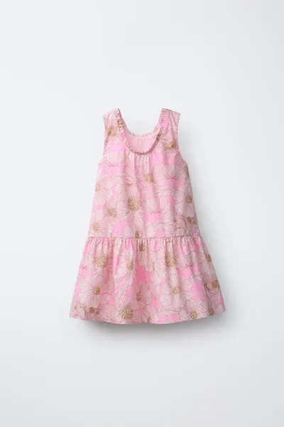 Платье из поплина с бантами FLORAL POPLIN, Розовый — фото 4