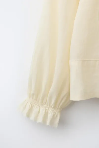 Рубашка RAMIE BLEND RUFFLE SHIRT, Butter, 49 % рами — фото 5
