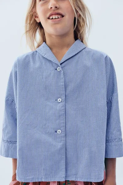 Рубашка в клетку Gingham для детей 6–14 лет, лимитированная серия, Синий — фото 8