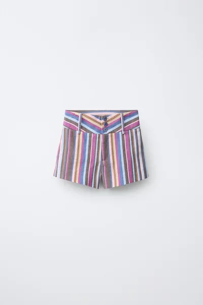 Бермуды с широкой талией BERMUDA SHORTS WITH WIDE WAIST, BROWN-BLUE — фото 2