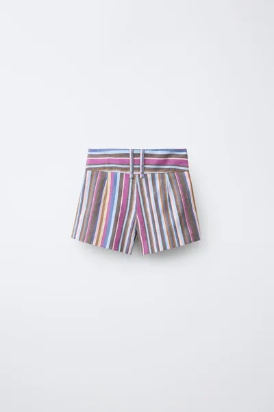 Бермуды с широкой талией BERMUDA SHORTS WITH WIDE WAIST, BROWN-BLUE — фото 3