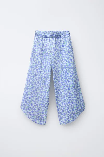 Брюки WIDE-LEG FLORAL PRINT, BLUE / LAVENDER — фото 2