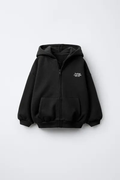 Худи ZIP-UP SLOGAN, Чёрный, 82 % хлопка — фото 2