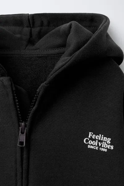 Худи ZIP-UP SLOGAN, Чёрный, 82 % хлопка — фото 4