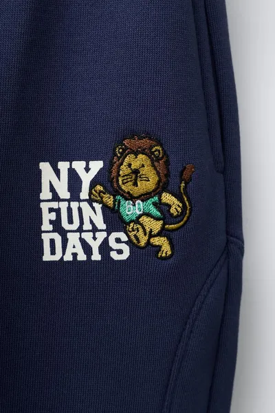 Брюки для бега с вышивкой лев EMBROIDERED LION, Синий — фото 4