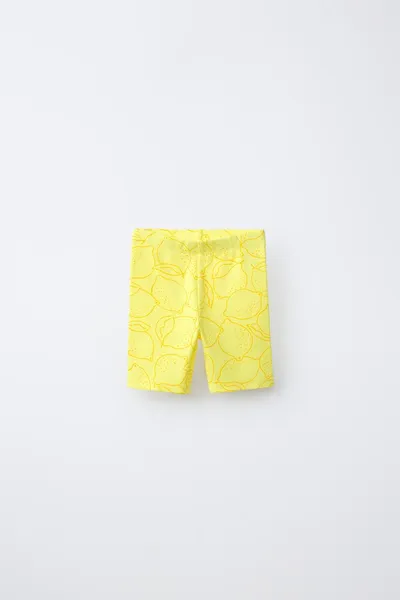 Ребристые велосипедные шорты с лимоном RIBBED CYCLING SHORTS WITH LEMON, Пастель — фото 2