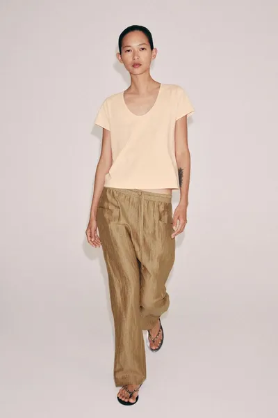 Брюки из льняной смеси ZW COLLECTION, Mid-CAMEL, льняная смесь — фото 3