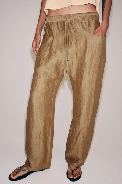 Брюки из льняной смеси ZW COLLECTION, Mid-CAMEL, льняная смесь — фото 5
