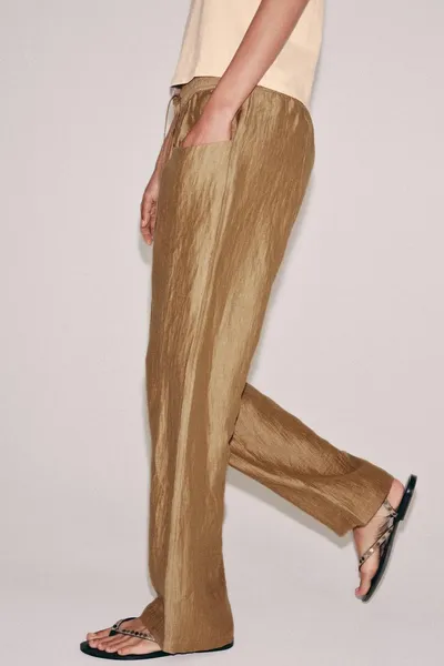Брюки из льняной смеси ZW COLLECTION, Mid-CAMEL, льняная смесь — фото 6