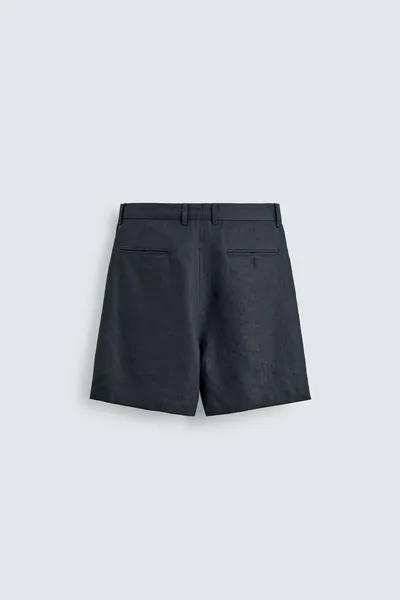 Бермуды REGULAR FIT из 100% льна, Тёмно-синий — фото 8