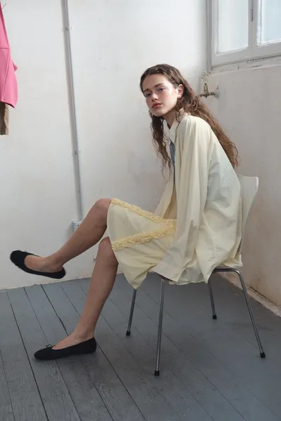 Рубашка oversize из поплина, Светло-жёлтый. — фото 4