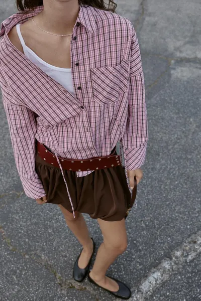Рубашка MULTIWAY CHECK SHIRT, Розовый / Белый — фото 2