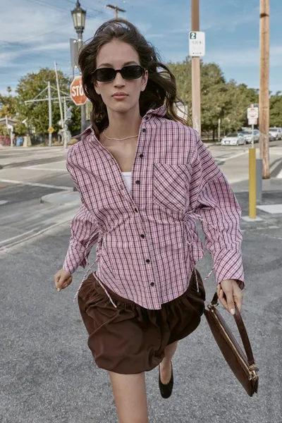 Рубашка MULTIWAY CHECK SHIRT, Розовый / Белый — фото 3