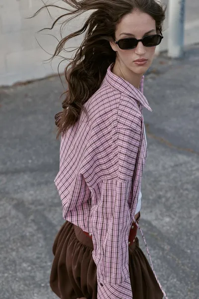 Рубашка MULTIWAY CHECK SHIRT, Розовый / Белый — фото 4