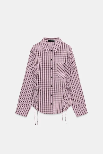 Рубашка MULTIWAY CHECK SHIRT, Розовый / Белый — фото 8