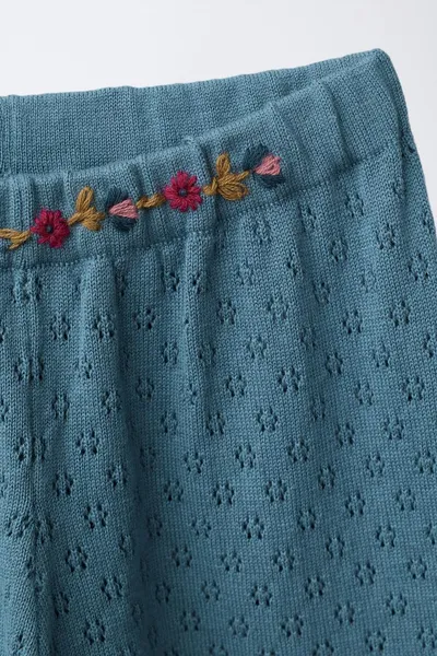 Трикотажные брюки-саронг с вышитыми цветами, Mid-BLUE — фото 3