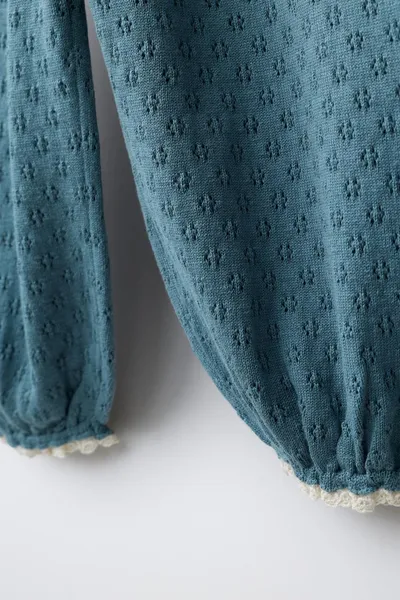 Трикотажные брюки-саронг с вышитыми цветами, Mid-BLUE — фото 4