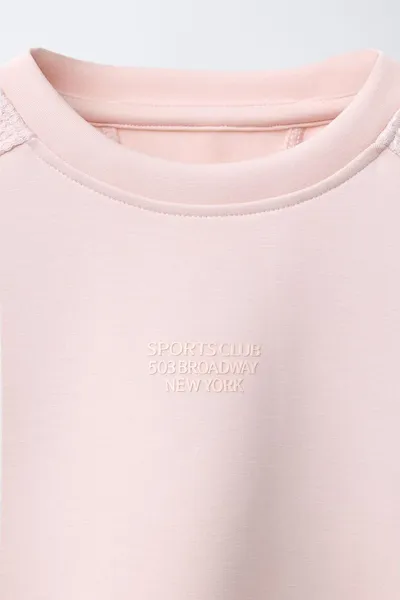 Свитер CONTRAST MESH SLOGAN, Розовый — фото 5