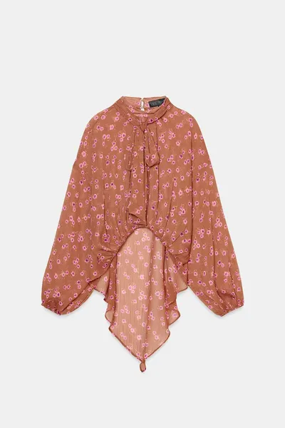 Рубашка с бантом PRINTED SHIRT WITH BOW, Многоцветный — фото 4
