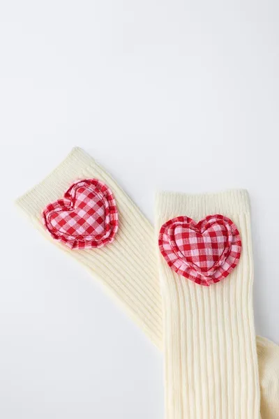 Носки GINGHAM HEART, Экрю — фото 4