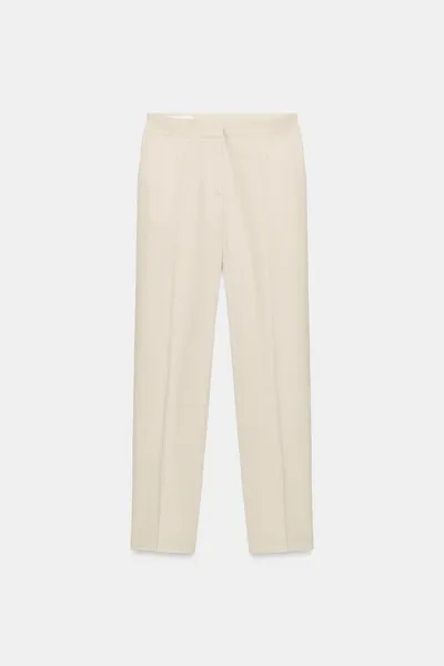 Брюки Slim Fit из льняной смеси, укороченные, Светлый, льняная смесь — фото 7