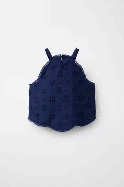 Топ SWISS EMBROIDERY, Тёмно-синий — фото 2