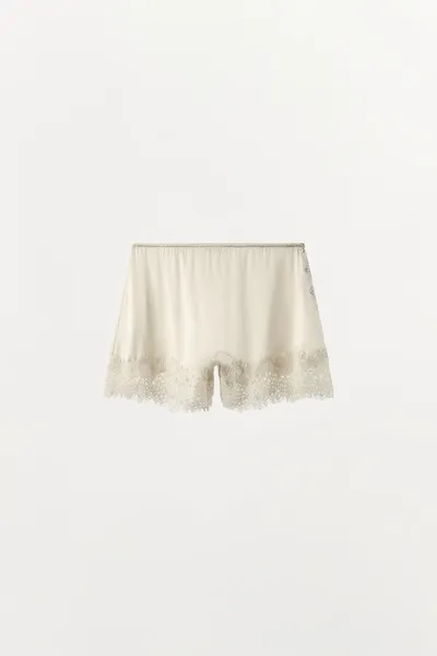 Шорты из шёлкового кружева SILK BLEND LACE SHORTS, Ecru — фото 3