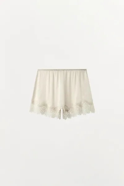 Шорты из шёлкового кружева SILK BLEND LACE SHORTS, Ecru — фото 4