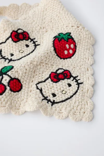 Бандана HELLO KITTY © SANRIO, вязаная крючком, Экрю — фото 3
