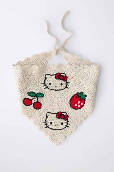Бандана HELLO KITTY © SANRIO, вязаная крючком, Экрю — фото 4