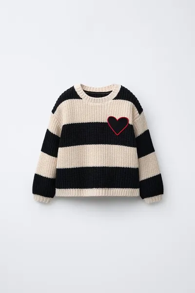 Свитер HEART KNIT, ECRU / BLACK — фото 2