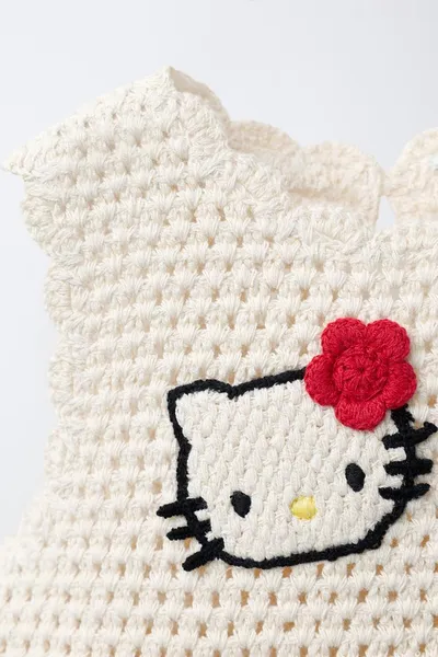 Топ HELLO KITTY © SANRIO вязаный, ECRU / BLACK — фото 5