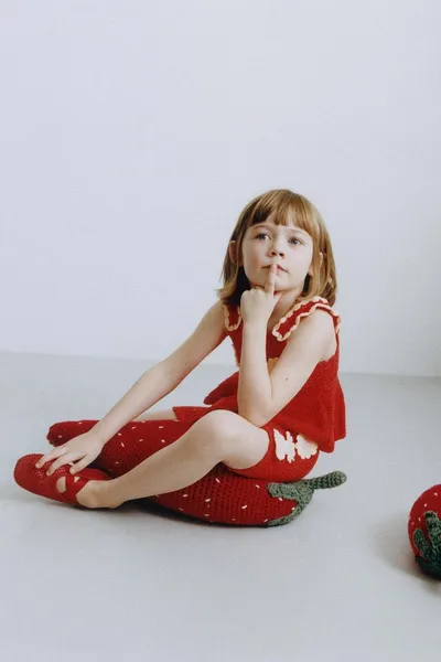 Топ с цветочным вязаным узором FLORAL CROCHET KNIT, Красный — фото 2