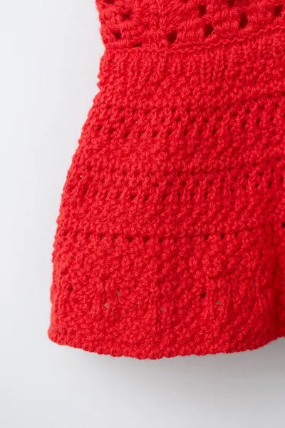 Топ с цветочным вязаным узором FLORAL CROCHET KNIT, Красный — фото 6