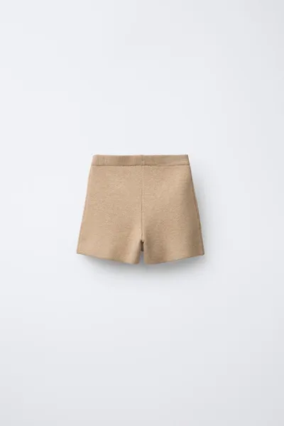 Трикотажный юбочный шорты KNIT BERMUDA SKORT, Кэмел, трикотаж — фото 3