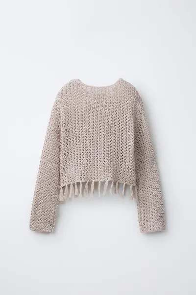 Свитер с бахромой FRINGED KNIT, Кэмел — фото 3