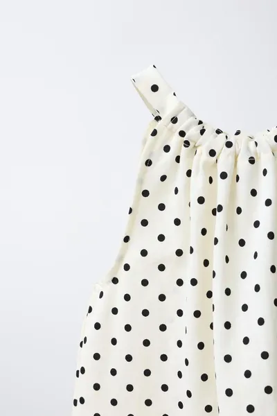 Топ с декольте и принтом в горошек POLKA DOT HALTER NECK, Экрю — фото 3