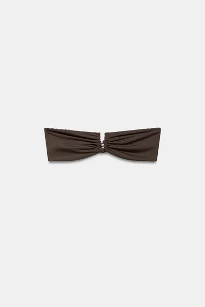 Двусторонний бандо-топ для бикини REVERSIBLE, Коричневый — фото 4