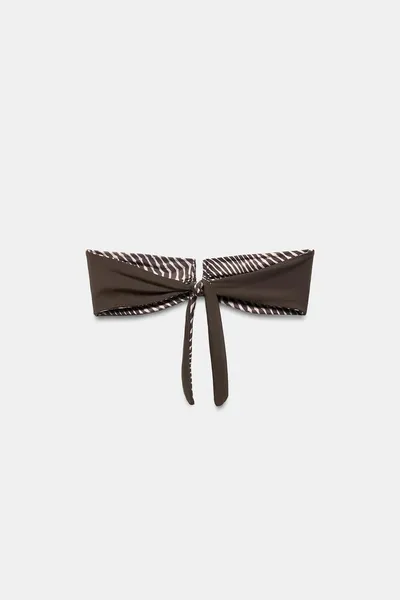 Двусторонний бандо-топ для бикини REVERSIBLE, Коричневый — фото 5