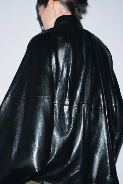 Куртка-бомбер из искусственной кожи ZW COLLECTION, Чёрный — фото 3