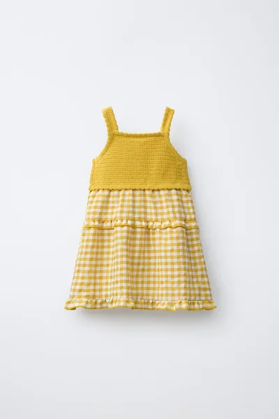Платье в клетку GINGHAM с лимонами CASA LAWA X KIDS, Жёлтый — фото 3