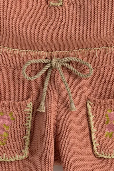 Комплект вязаный с вышивкой в виде цветов LIMITED EDITION CROSS-STITCH FLORAL EMBROIDERY KNIT PLAYSUIT, Кирпич, трикотаж — фото 5