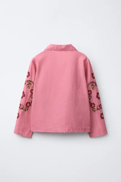 Рубашка с вышивкой крестом из хлопка и льна COTTON LINEN, Chalk PINK — фото 4